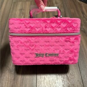 NWT Juicy Couture Pink Heart Velvet Makeup Cosmetic Case Trunk